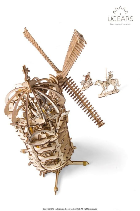 Ugears 3D dřevěné mechanické puzzle Větrný mlýn