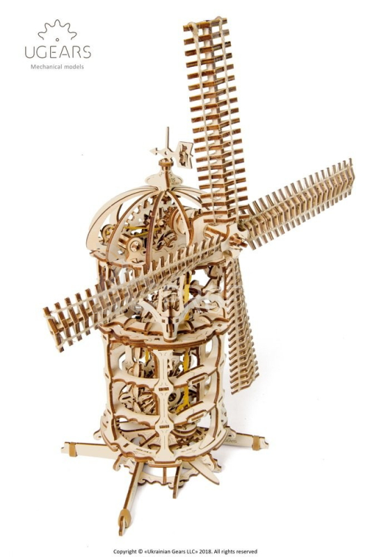 Ugears 3D dřevěné mechanické puzzle Větrný mlýn