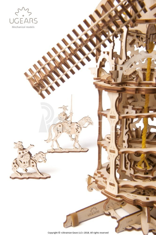 Ugears 3D dřevěné mechanické puzzle Větrný mlýn