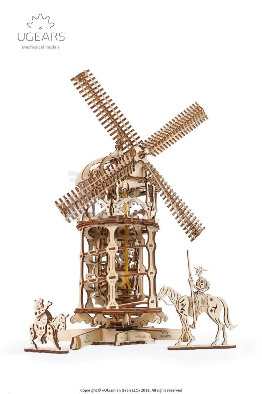 Ugears 3D dřevěné mechanické puzzle Větrný mlýn