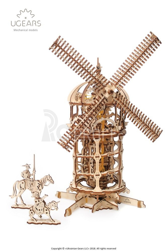 Ugears 3D dřevěné mechanické puzzle Větrný mlýn