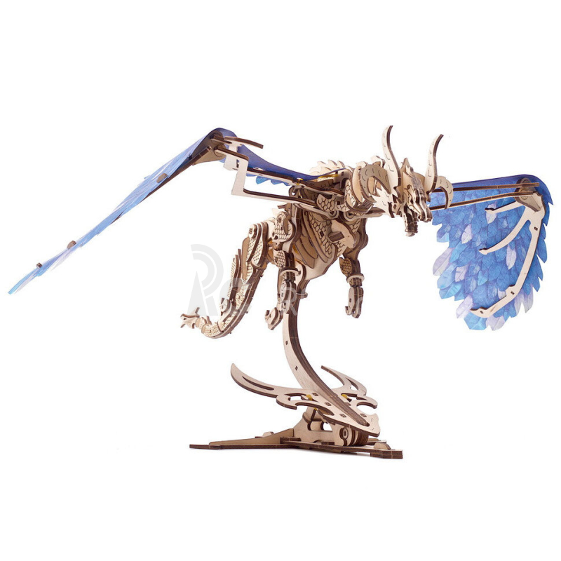 Ugears 3D dřevěné mechanické puzzle Vířící drak - poškozený obal