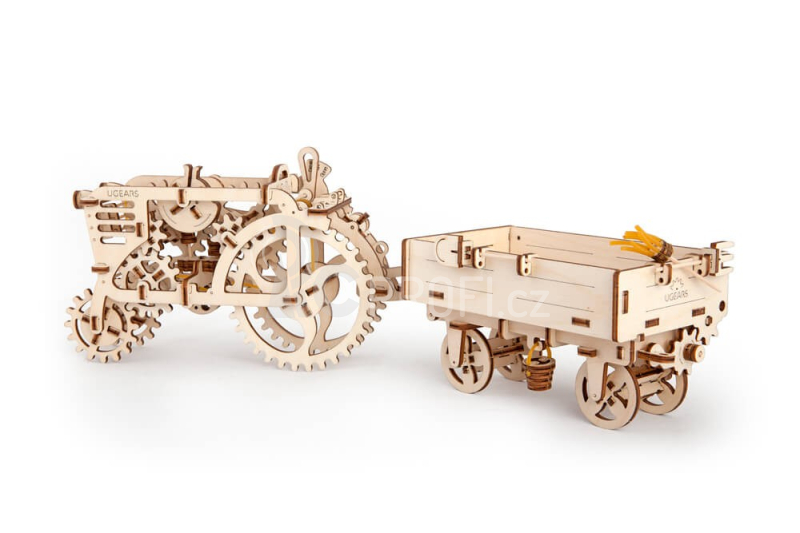 Ugears 3D dřevěné mechanické puzzle Vlečka k traktoru