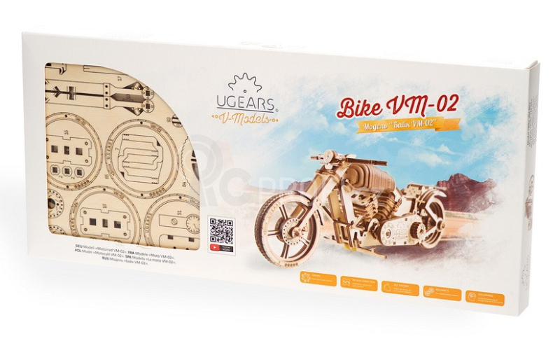 Ugears 3D dřevěné mechanické puzzle VM-02 Motorka (chopper)
