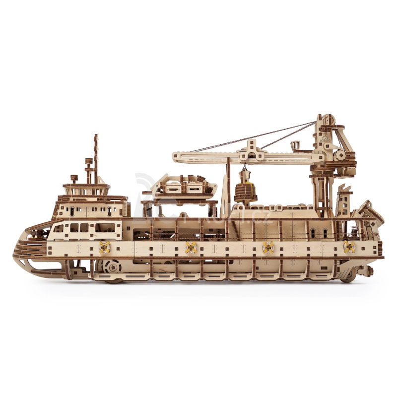Ugears 3D dřevěné mechanické puzzle Výzkumná loď