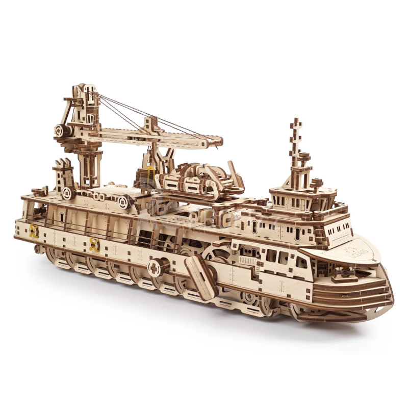 Ugears 3D dřevěné mechanické puzzle Výzkumná loď