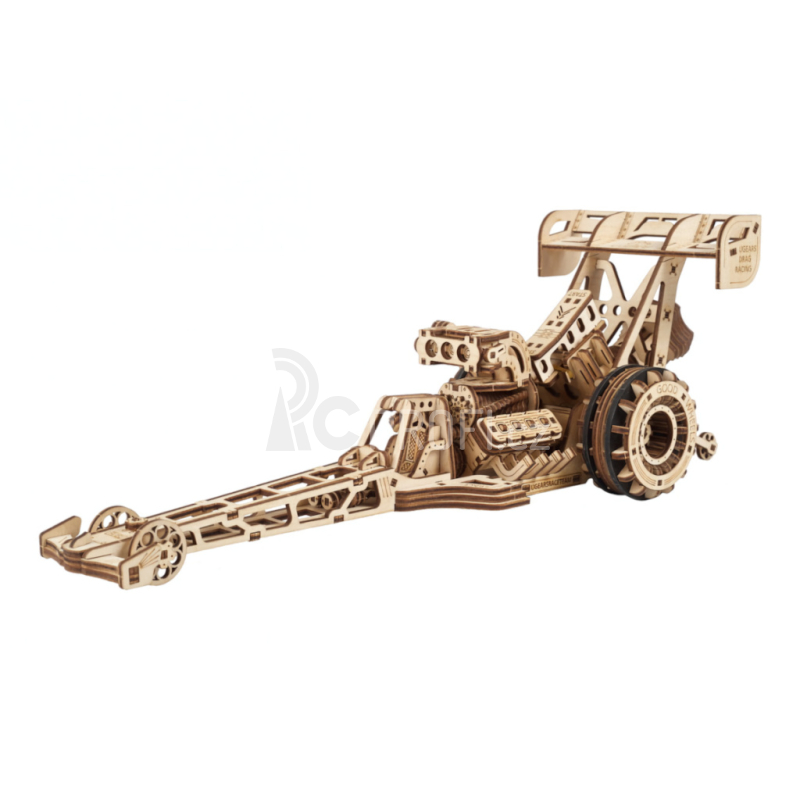 Ugears 3D dřevěné mechanické puzzle Závodní auto (dragster)
