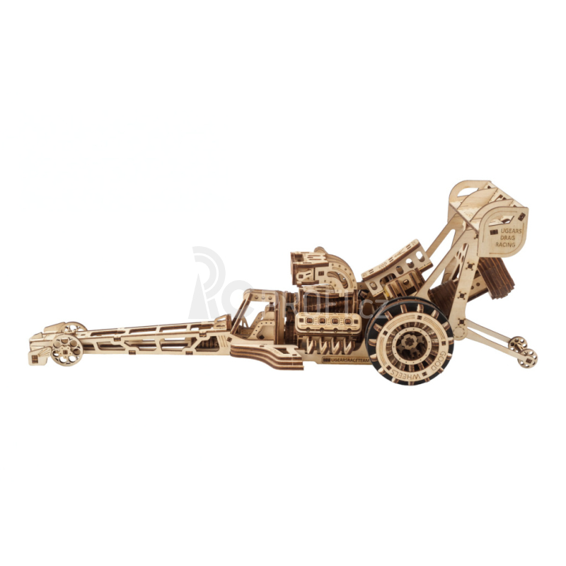 Ugears 3D dřevěné mechanické puzzle Závodní auto (dragster)