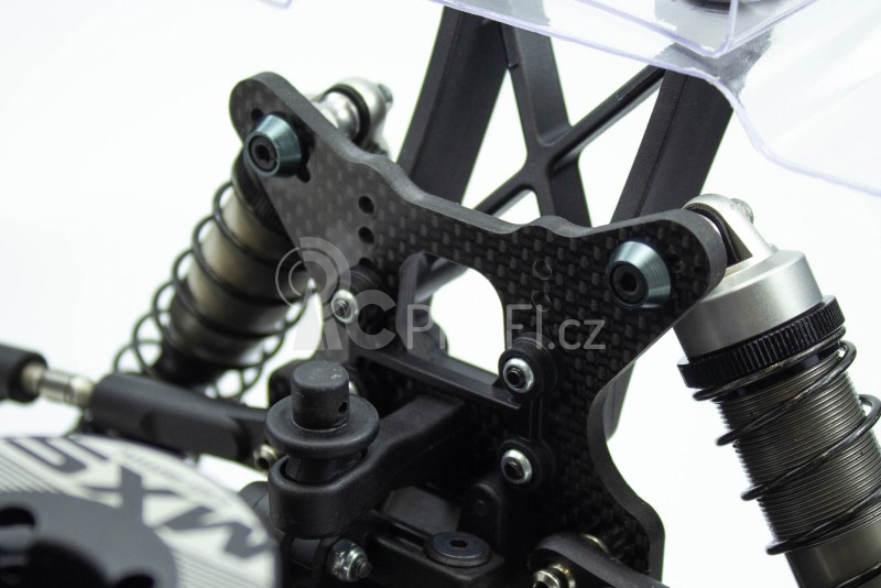 Ultimate Mugen MBX-8R uhlíkový držák/parohy zaních olejových tlumičů, 4mm, 1 ks