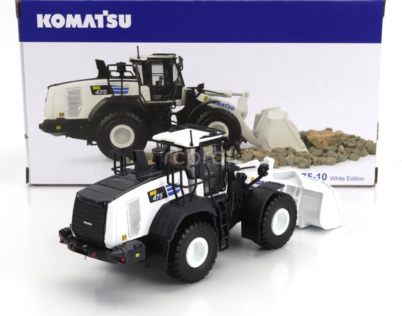 Universal hobbies Komatsu Wa475-10 Ruspa Gommata Tractor Scraper 2010 1:50 Bílá Černá