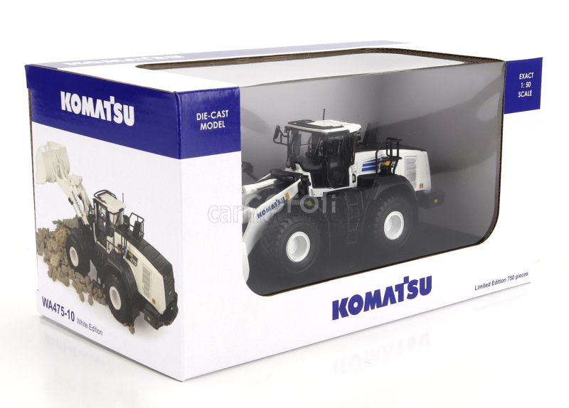 Universal hobbies Komatsu Wa475-10 Ruspa Gommata Tractor Scraper 2010 1:50 Bílá Černá