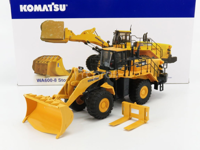 Universal hobbies Komatsu Wa600 Ruspa Gommata - Scraper Tractor 1:50 Žlutá Černá