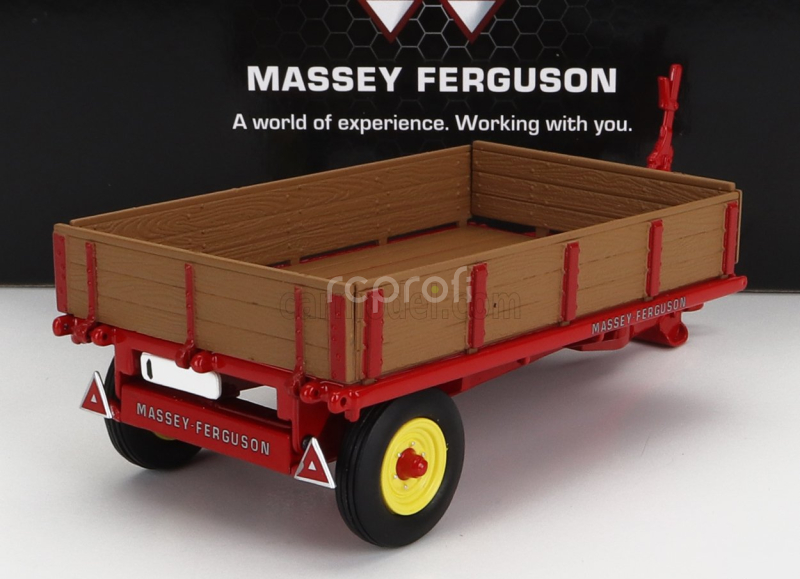 Universal hobbies Massey ferguson Mf 3ton Trailer  - Tipping Bed With Drop Sides 1:32 Red Wood