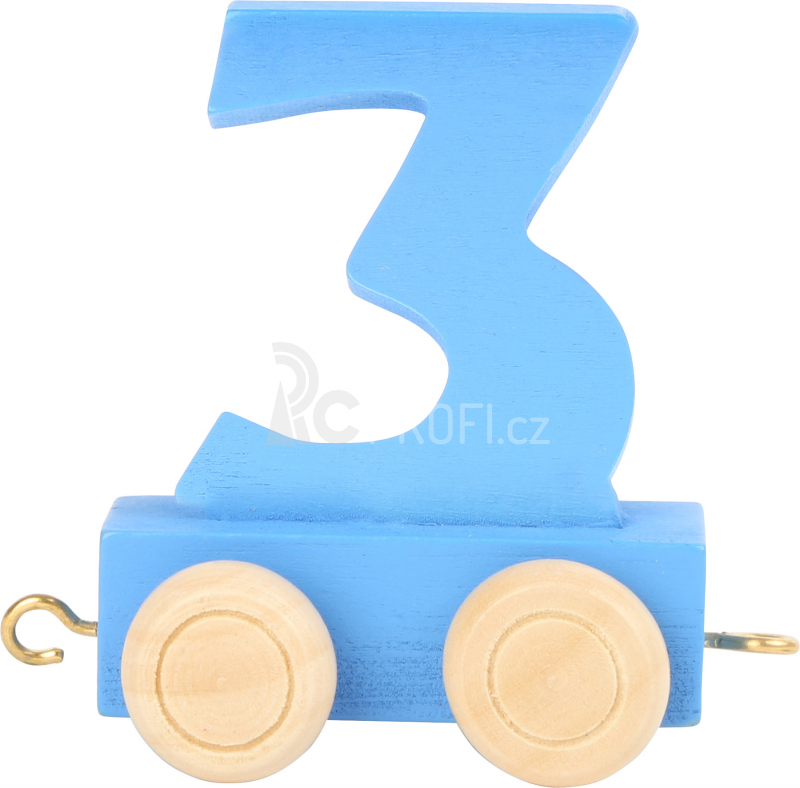 Vagónek dřevěné vláčkodráhy - barevné číslice - číslo 3