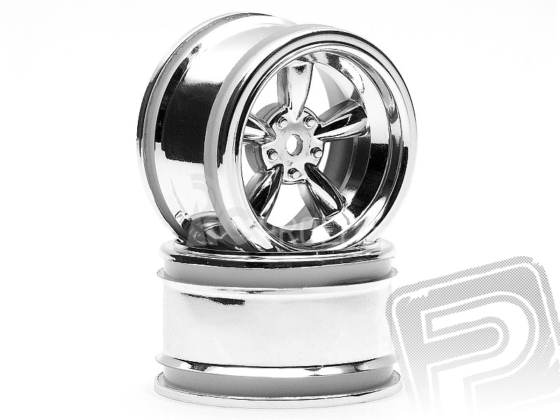 VINTAGE 5 paprskové 31mm SHINY chromové disky (6mm OFFSET)