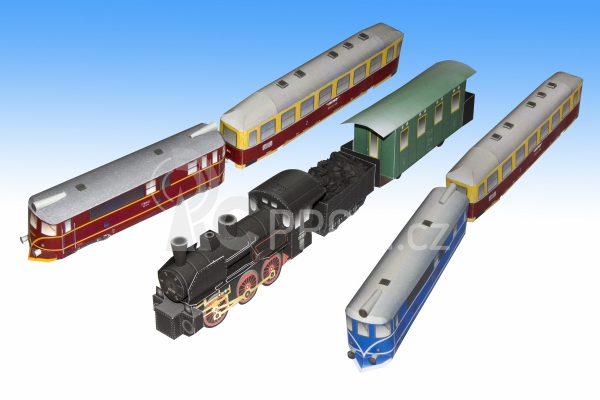 Vlaky úzkorozchodných drah - 3 papírové modely, měřítko 1:57 a 1:48