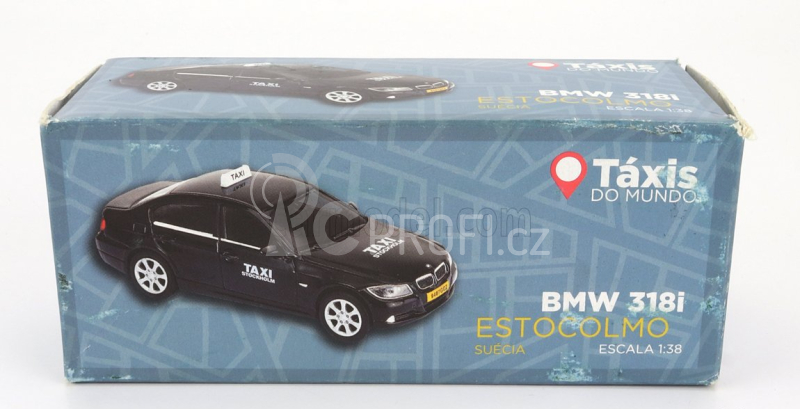 Welly BMW 3-series 330i Taxi Stoccolma Sweden 2008 - Damage Card Box 1:38 Black