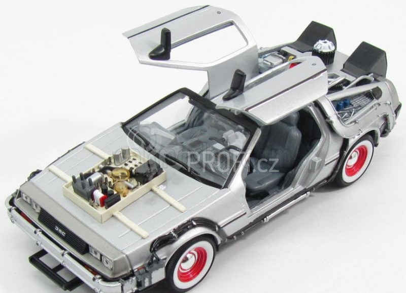 Welly De lorean Set 3 X Time Machine - Back To The Future 1 - 2 - 3 - Ritorno Al Futuro 1 - 2 - 3 1:24 Silver