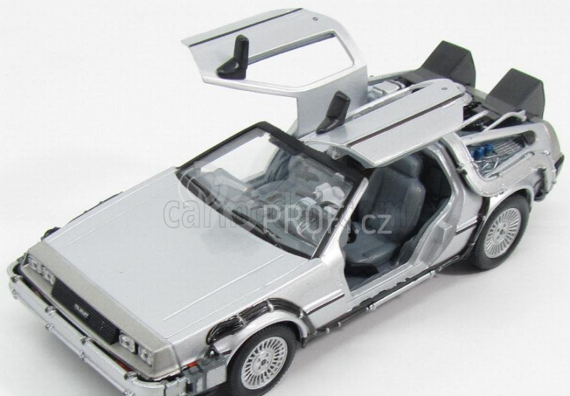Welly De lorean Set 3 X Time Machine - Back To The Future 1 - 2 - 3 - Ritorno Al Futuro 1 - 2 - 3 1:24 Silver