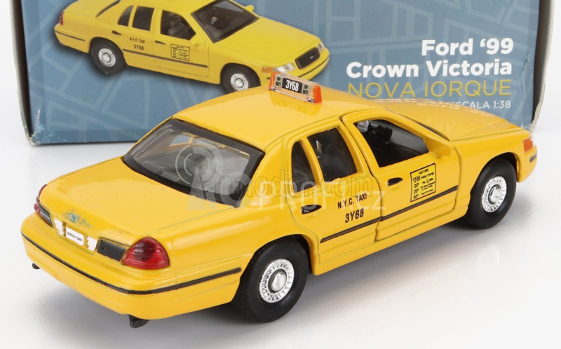 Welly Ford usa Crown Victoria Taxi New York Usa 1999 - Damage Card Box 1:38 Žlutá