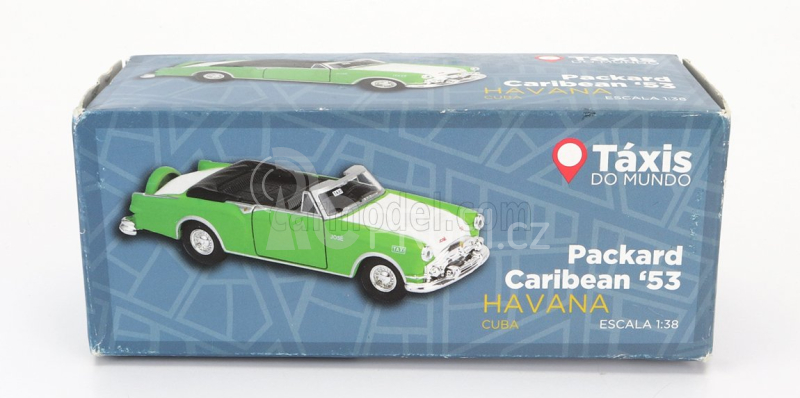 Welly Packard Caribean Cabriolet Taxi Havana Cuba 1953 - Damage Card Box 1:38 Zelená Bílá