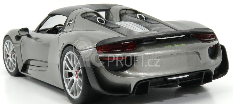 Welly Porsche 918 Spider Hard-top Closed 2015 - Carbon Roof 1:18 Grey Met