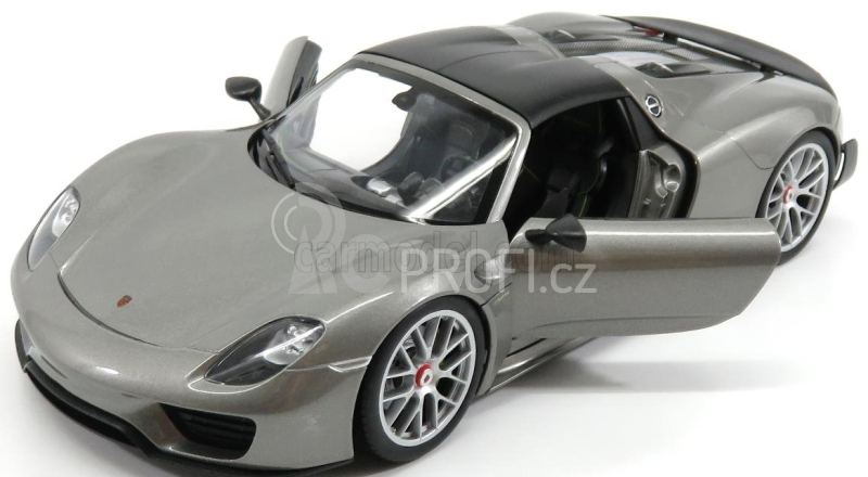 Welly Porsche 918 Spider Hard-top Closed 2015 - Carbon Roof 1:18 Grey Met