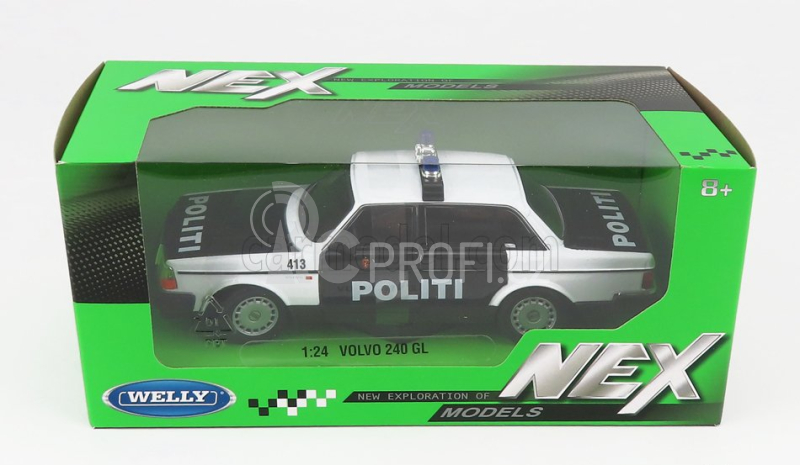 Welly Volvo 240 Gl Politi Denmark Police 1986 1:24 Bílá