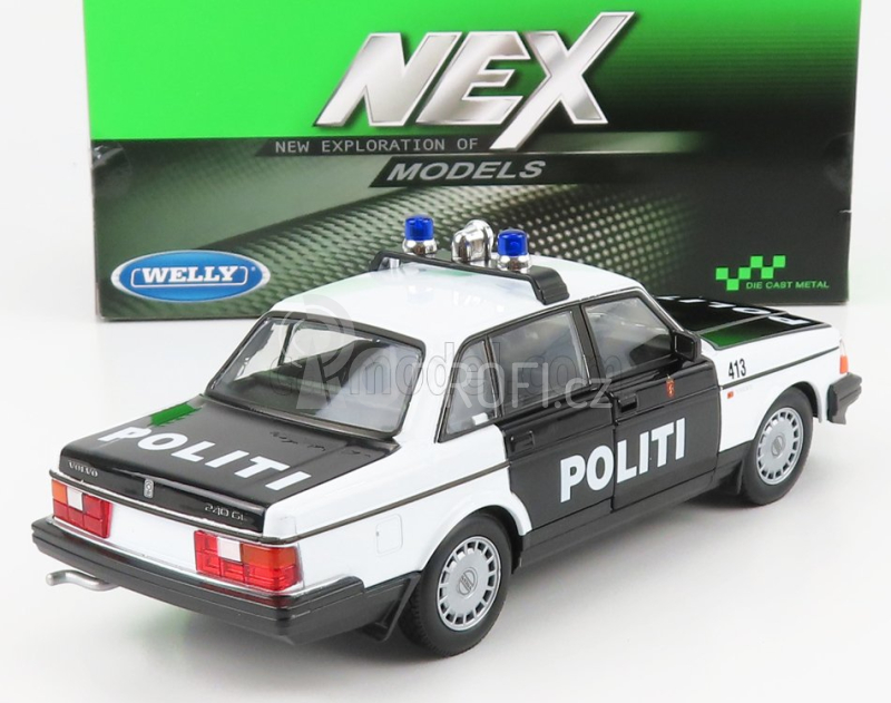 Welly Volvo 240 Gl Politi Norway Police 1986 1:24 Černá Bílá