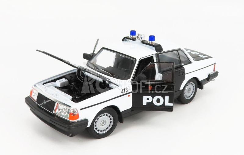 Welly Volvo 240 Gl Politi Norway Police 1986 1:24 Černá Bílá