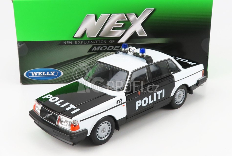 Welly Volvo 240 Gl Politi Norway Police 1986 1:24 Černá Bílá