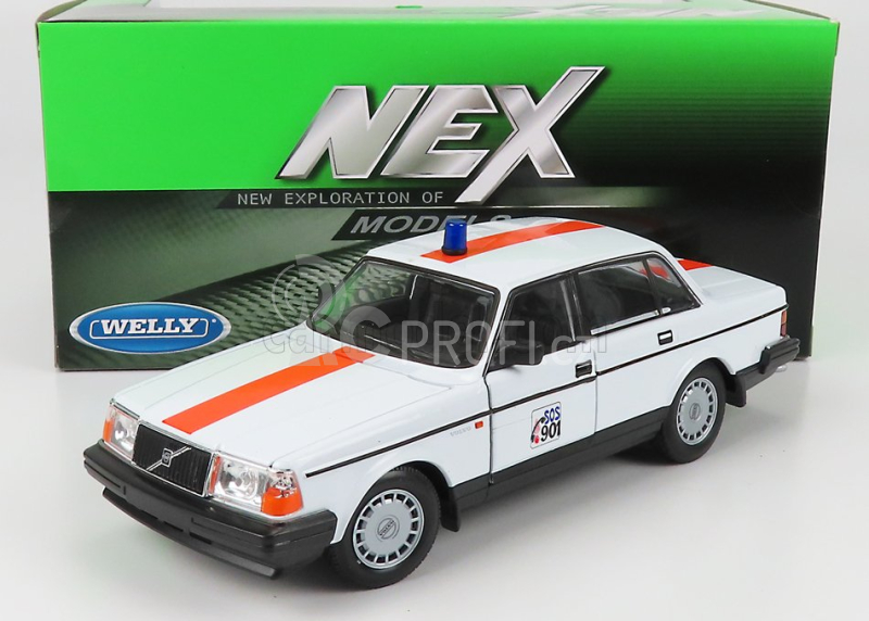 Welly Volvo 240 Gl Sos 901 Belgium Police 1986 1:24 Bílá Oranžová