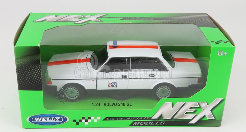 Welly Volvo 240 Gl Sos 901 Belgium Police 1986 1:24 Bílá Oranžová