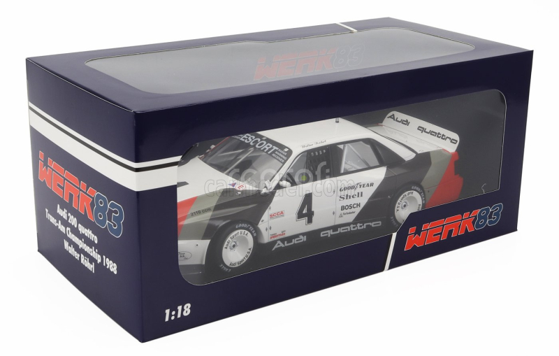 Werk83 Audi 200 Quattro Team Audi Sport N 4 Sieger St. Petersburg Trans-am 1988 Walter Rohrl 1:18 Bílá Šedá Červená