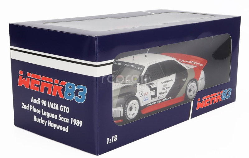 Werk83 Audi 90 Quattro Imsa Gto Team Audi Sport N 5 2nd Laguna Imsa 1989 Hurley Haywood 1:18 Bílá Šedá Červená