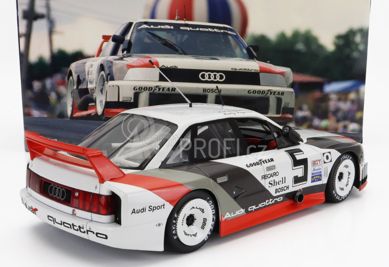 Werk83 Audi 90 Quattro Team Audi Sport N 5 500km Road America Imsa 1989 H.haywood - S.goodyear 1:18 Bílá Šedá Červená