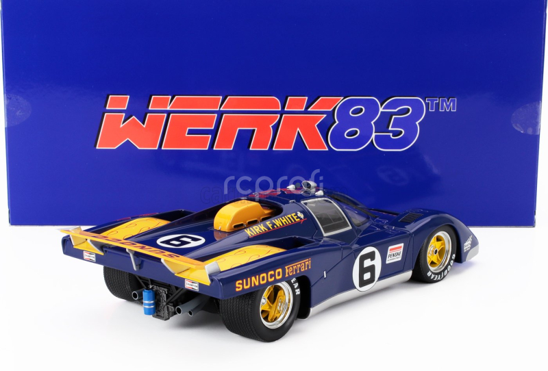 Werk83 Ferrari 512m 5.0l V12 Team Penske Sunoco N 6 3rd 24h Daytona 1971 Mark Donohue - David Hobbs 1:18 Modrá Žlutá