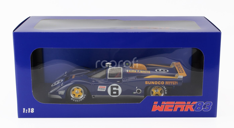 Werk83 Ferrari 512m 5.0l V12 Team Penske Sunoco N 6 3rd 24h Daytona 1971 Mark Donohue - David Hobbs 1:18 Modrá Žlutá