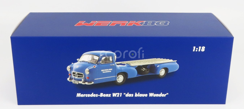 Werk83 Mercedes benz Truck Racing Car Transporter Rennabteilung 1955 1:18 Blue