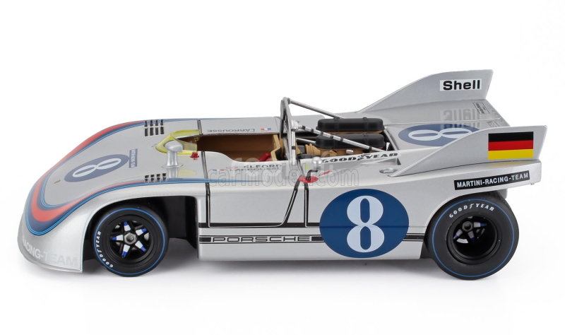 Werk83 Porsche 908/03 Spider Team Martini Racing N 8 Targa Florio 1971 Vic Elford - Gerard Larrousse 1:18 Stříbrná Modrá