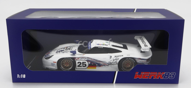 Werk83 Porsche 911 3.2l Gt1 Evo Team Porsche Ag N 25 24h Le Mans 1997 H.j.stuck - T.boutsen - B.wollek 1:18 Bílá