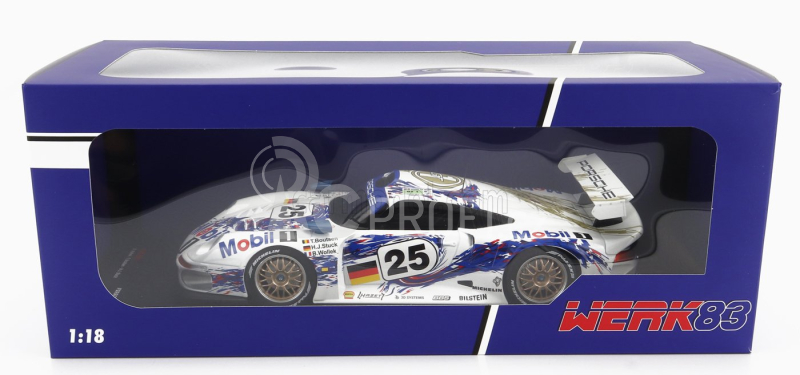 Werk83 Porsche 911 Gt1 3.2l Turbo Team Porsche Ag Mobil1 N 25 2nd 24h Le Mans 1996 T.boutsen - H.j.stuck - B.wollek 1:18 Bílá Modrá