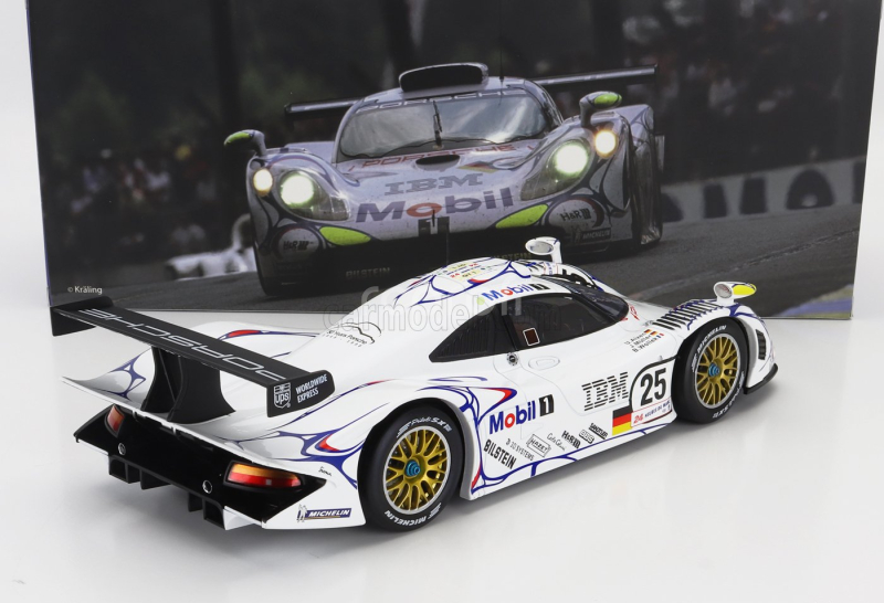 Werk83 Porsche 911 Gt1-98 3.2l Turbo Team Porsche Ag Mobil-1 N 25 2nd 24h Le Mans 1998 Uwe Alzen - Jorg Muller - Bob Wollek 1:18 Bílá Modrá Červená