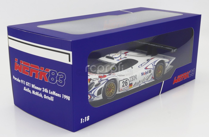 Werk83 Porsche 911 Gt1-98 3.2l Turbo Team Porsche Ag Mobil-1 N 26 Winner 24h Le Mans 1998 Allan Mcnish - Laurent Aiello - Stephane Ortelli 1:18 Bílá Modrá Červená