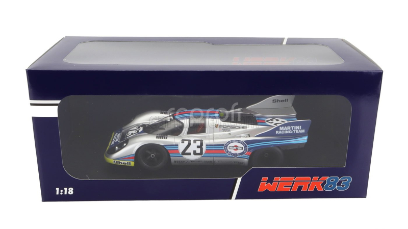 Werk83 Porsche 917k 4.9l Team Martini Racing N 23 1000km Spa 1971 Helmut Marko - Gijs Van Lennep 1:18 Stříbrná Červená Modrá Žlutá