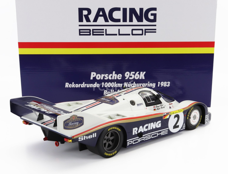 Werk83 Porsche 956k Team Porsche Racing N 2 1000km Nurburgring Record Lap Nordschleife 6:11,13 Min 1983 Stefan Bellof - Derek Bell 1:12 Bílá Modrá