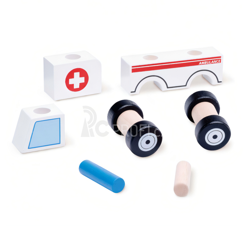 Wonderworld Dřevěná Mini stavebnice sanitka