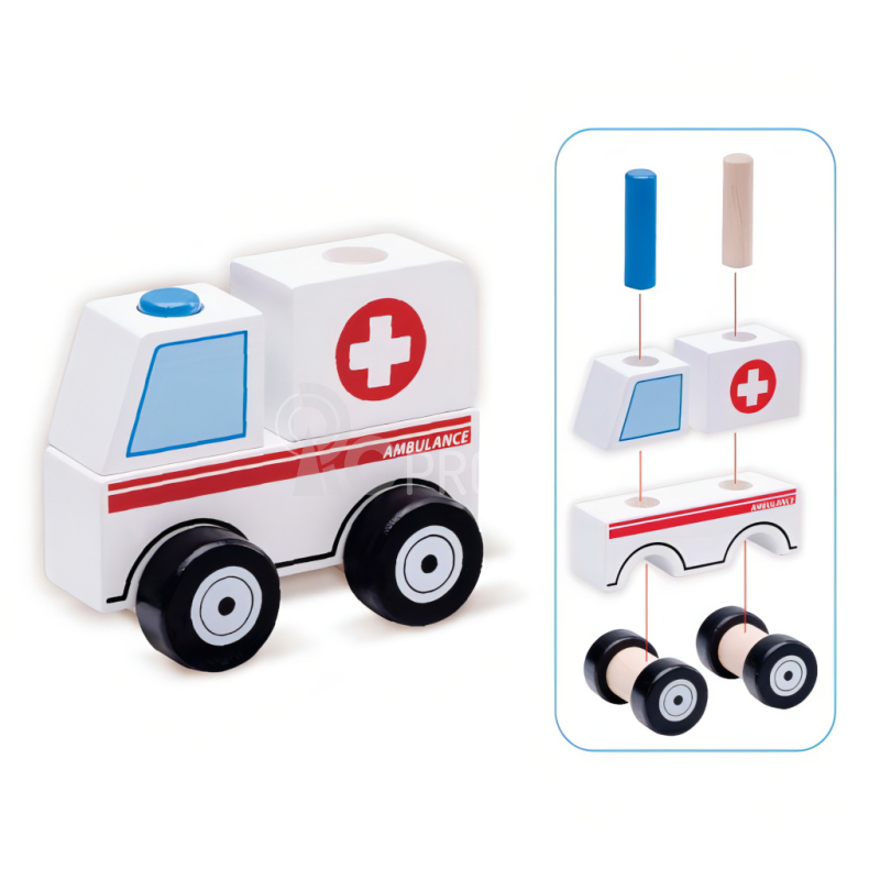 Wonderworld Dřevěná Mini stavebnice sanitka