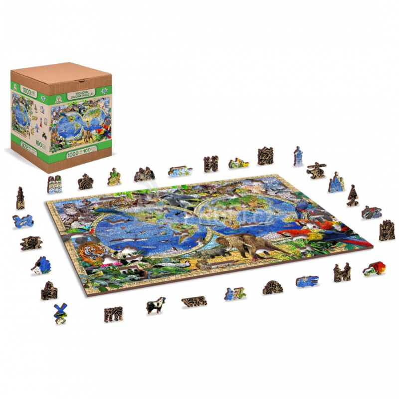 Wooden City dřevěné puzzle - Mapa říše zvířat XL