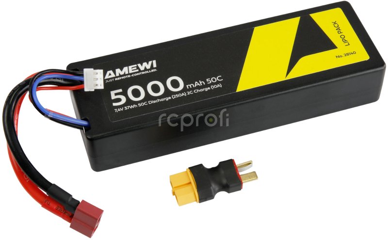 Akumulátor Li-Pol 2S 7,4V 5000 mAh 50C T-Dean + adaptér T-Dean/XT60